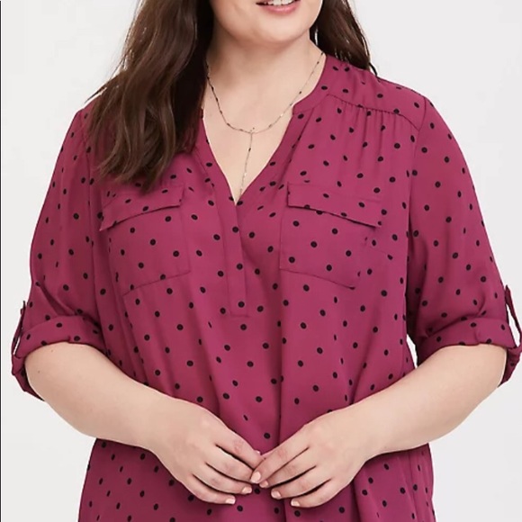 Torrid Harpe-Burgundy Georgette Blouse - Picture 2 of 7